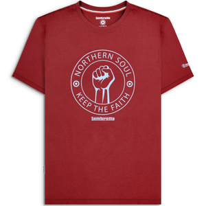 Lambretta Mens Northern Soul Retro T-Shirt Black - XL / Burgudy