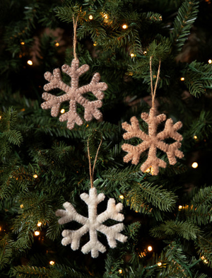 Southwold Christmas Snowflake - Felt, Warm White, Set of 3