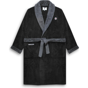 Lambretta Mens Luxury Super Soft Fleece Dressing Gown - L/XL / Black/Iron