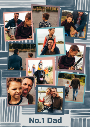No 1 Dad Frames Collage Photo Upload Card