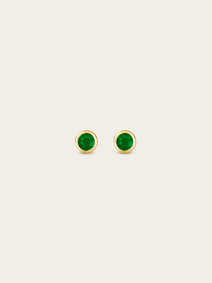 Gigi Natural Emerald 9K Yellow Gold May Birthstone Stud Earrings