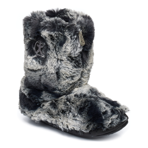 Cole - Short Luxury Faux Fur Slipper Boot - Black Wolf (L)