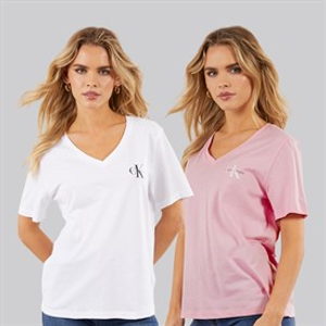 Calvin Klein Womens Logo Two Pack T-Shirts Fairy Tale