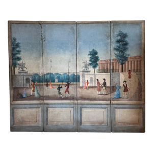 Early 19th Century French Four-Panel Painted Screen