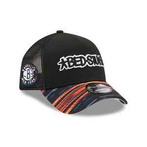 Brooklyn Nets NBA City Edition Black 9FORTY A-Frame Trucker Adjustable Cap