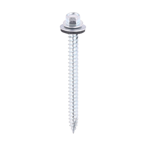 6.3mm x 80mm Fully Threaded Slash Point Tek Screws Sheet to Timber 16mm Bonded Washer Zinc Plated Pack of 100