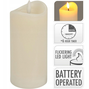 Decorative Ivory LED Candle with Timer – 70 x 100mm Realistic Flame Effect for Safe, Elegant Lighting