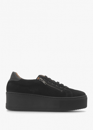 Tippy Black Suede Flatform Trainers