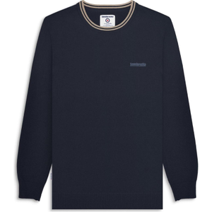 Lambretta Mens Knitted Tipped Long Sleeve Jumper - XL / Navy/Stone