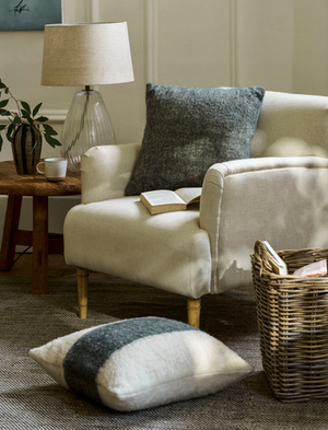 Leigh Wide Stripe Cushion 50X50cm - Wool, Fern