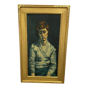 Late 20th Century Original Artwork Yarbrough Portrait of a Woman With Short Hair