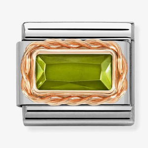 Nomination Composable Rose Gold Rope Green Cubic Zirconia Charm 430604/033