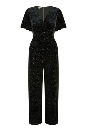 Yumi Black Sparkle Velvet Jumpsuit (M)