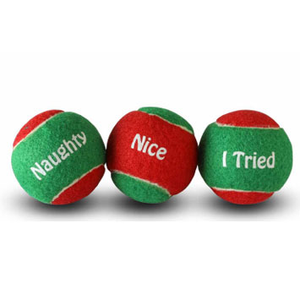 SPORTSPET Christmas Naughty or Nice Tennis Balls 6.5cm, 3pk
