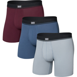 Saxx Mens Essential 3 Pack Boxer Briefs - XL / Tradewinds/Indigo/Maroon