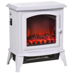 HOMCOM Chimenea decorativa con Termostato Ajustable y Protección Sobrecalentamiento para Salas 20-25 m² 36,5x24x45,5 cm Blanco