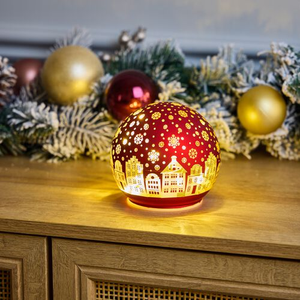 CASHEL LIVING LED CHRISTMAS RED Medium Glass Ball