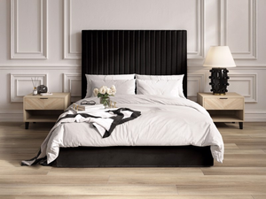 Land Of Beds Tall Mia Black Fabric Single Ottoman Bed