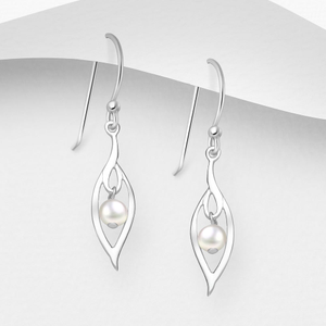 Signature Silver Graceful Pearl Drop Earrings