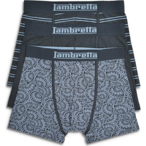 Lambretta Mens 3 Pack Paisley & Stripe Boxer Shorts - L / Navy/Blue