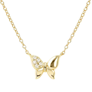 Petit Sparkle Gold Plated Butterfly & Zirconia Necklace