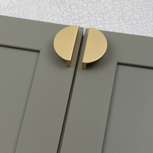 Brushed Brass Half Moon Handle with 64mm Centres