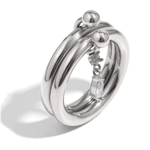 Silver Stacked Jewel Ring (S)
