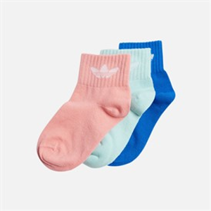 adidas Originals Kids Mid Ankle Three Pack Socks Semi Pink Spark/Blue/Semi Flash Aqua