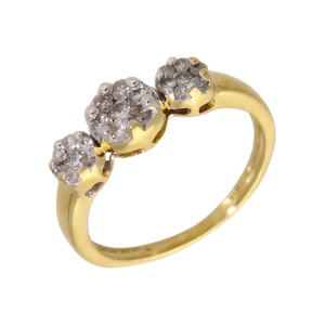 Pre-Owned 18ct Yellow Gold 0.33ct Diamond Triple Cluster Ring