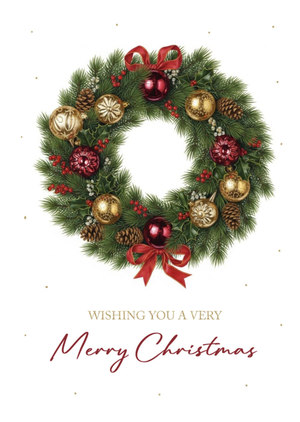 Wishing You A Very Merry Christmas Wreath Card
