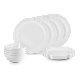 Le Creuset 12 Piece White Dinnerware Set