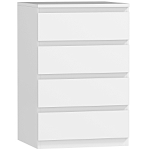 HOMCOM Cómoda 4 Cajones con Cierre Suave Cajonera para Salón Oficina Estilo Moderno 45x40x68 cm Blanco