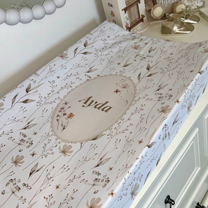 Mabel & Fox - Personalised Wedge Baby Changing Mat - Natural Wildflowers