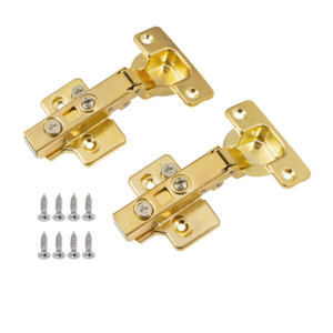 Soft Close Clip on 105 Degree Sprung Full Overlay for Doors 14-22 mm Thick - Pack of 2 Matt Brass Plated