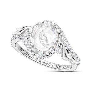 8-Carat When Feathers Appear Etched Crystal Ring Size 8.5