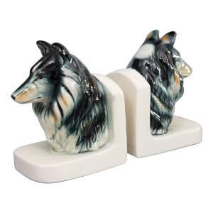 Vintage Ceramic Collie Dog Bookends - A Pair