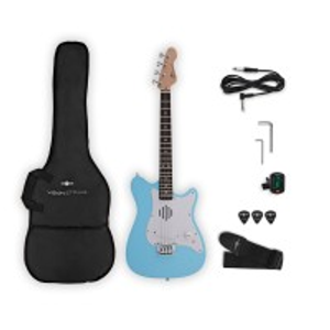 VISIONSTRING Mini Electric Guitar with In-Built Speaker, Blue