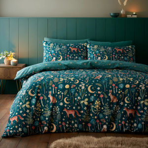Enchanted Twilight Duvet Cover Set - Forest Green Double 200x200cm