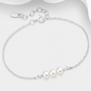 Signature Silver Three Pearl Bracelet