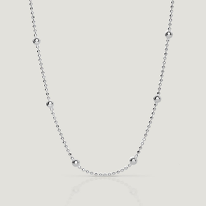 CANDY Cane Silver Small & Large Beaded Chain Necklace