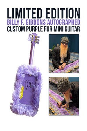 Billy F Gibbons SIGNED Purple Fur Mini Guitar