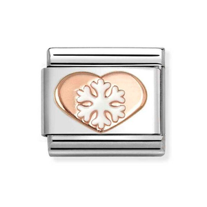 Classic Rose Gold Snowflake Heart Charm