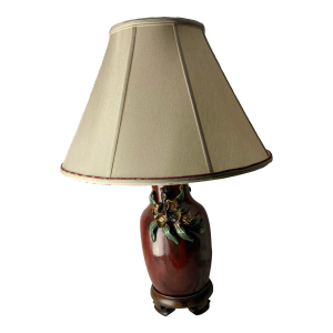 Vintage Oxblood Flambé Majolica Floral Frederick Cooper Table Lamp