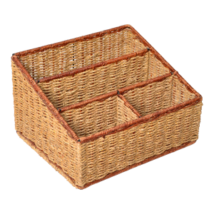 Vintage Natural Fiber Handwoven Seagrass Jute Office Accessories Desk Organizer Basket