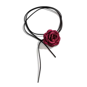 Burgundy Rose Choker Necklace (one size)
