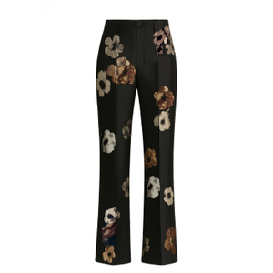 Luxury Black Floral Tailored Trousers (XS)