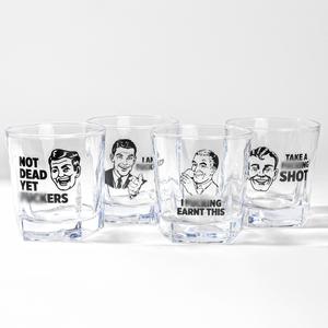 Loose Crate Novelty Spirit Whiskey Glasses 4 Pack