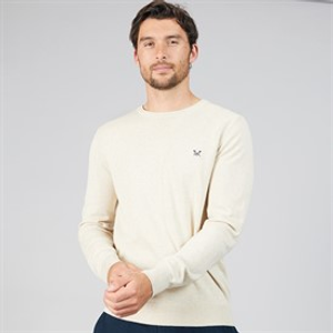 Crew Clothing Mens Cotton Crew Neck Jumper Rainy Day