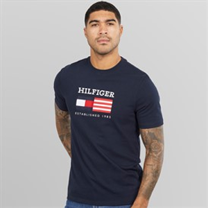 Tommy Hilfiger Mens Americana Monotype Flag Box T-Shirt Desert Sky