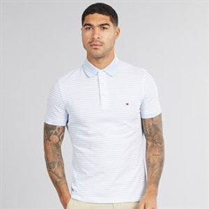 Tommy Hilfiger Mens 1985 Slim Polo Shirt Breezy Blue/White